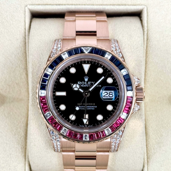 2021 Rolex GMT-Master II 40mm 126755SARU Rose Gold Sapphire and Ruby